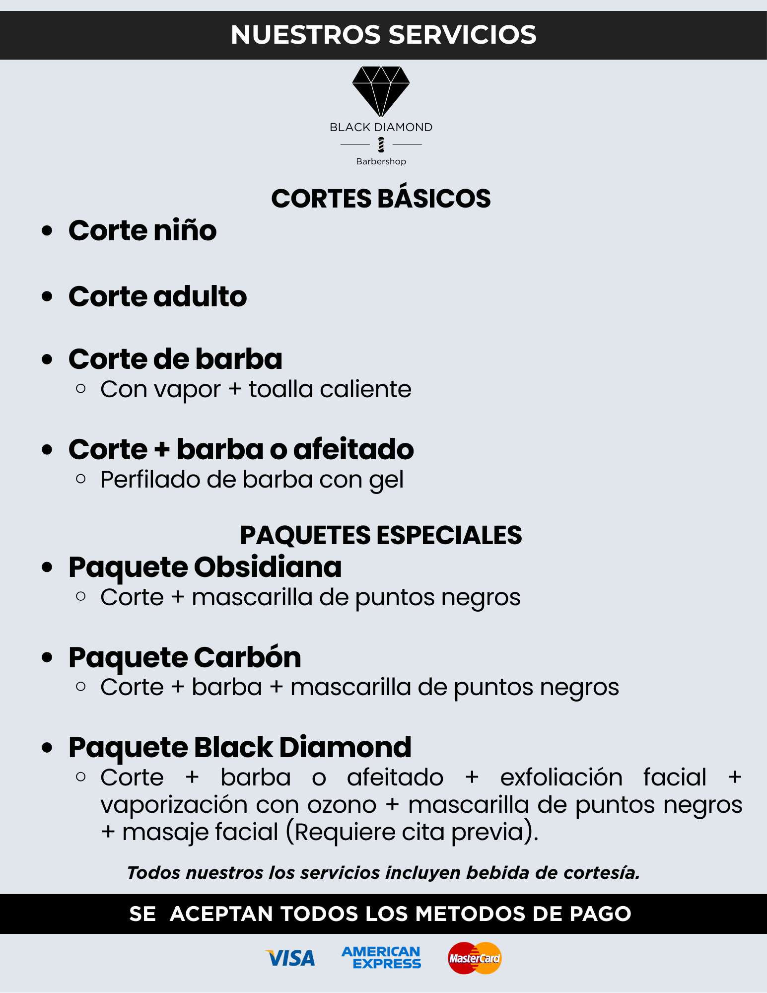 Servicios Black Diamond Barbershop